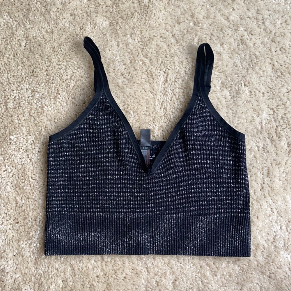 URBAN OUTFITTERS BLACK SPARKLY TANK